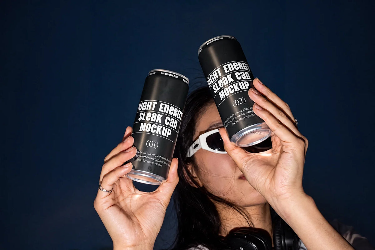 Design Studies: Sleek Can & Soda Can Mockup NFL04 – Dual Presentation