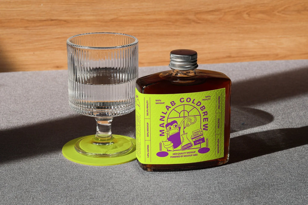 Design Studies: Cold Brew bottle label mockup 06