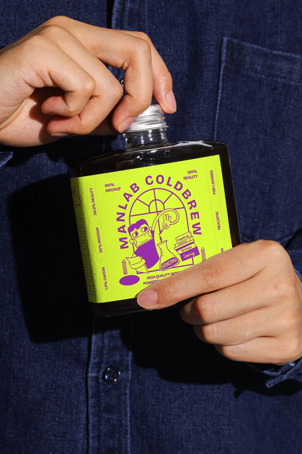 Design Studies: Cold Brew bottle label mockup 01