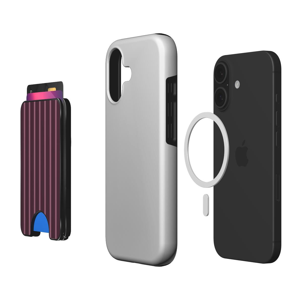 Mamtom Purple Stripes Magnetic Wallet, 3D product render