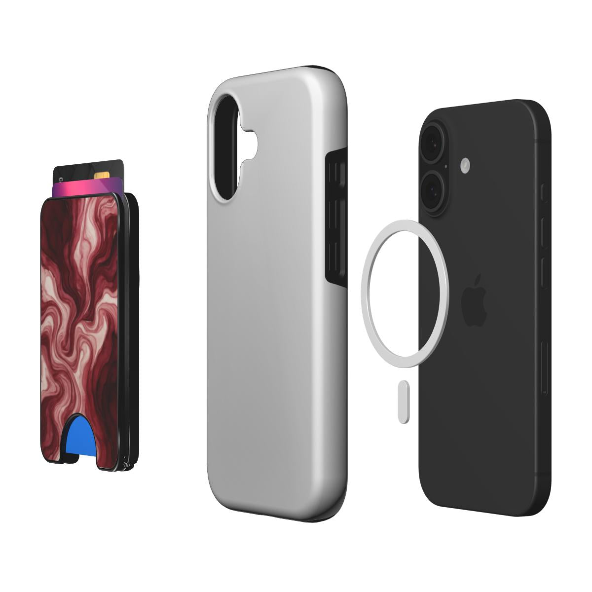 Maroon Burgundy Abstract Magnetic Wallet, 3D product render