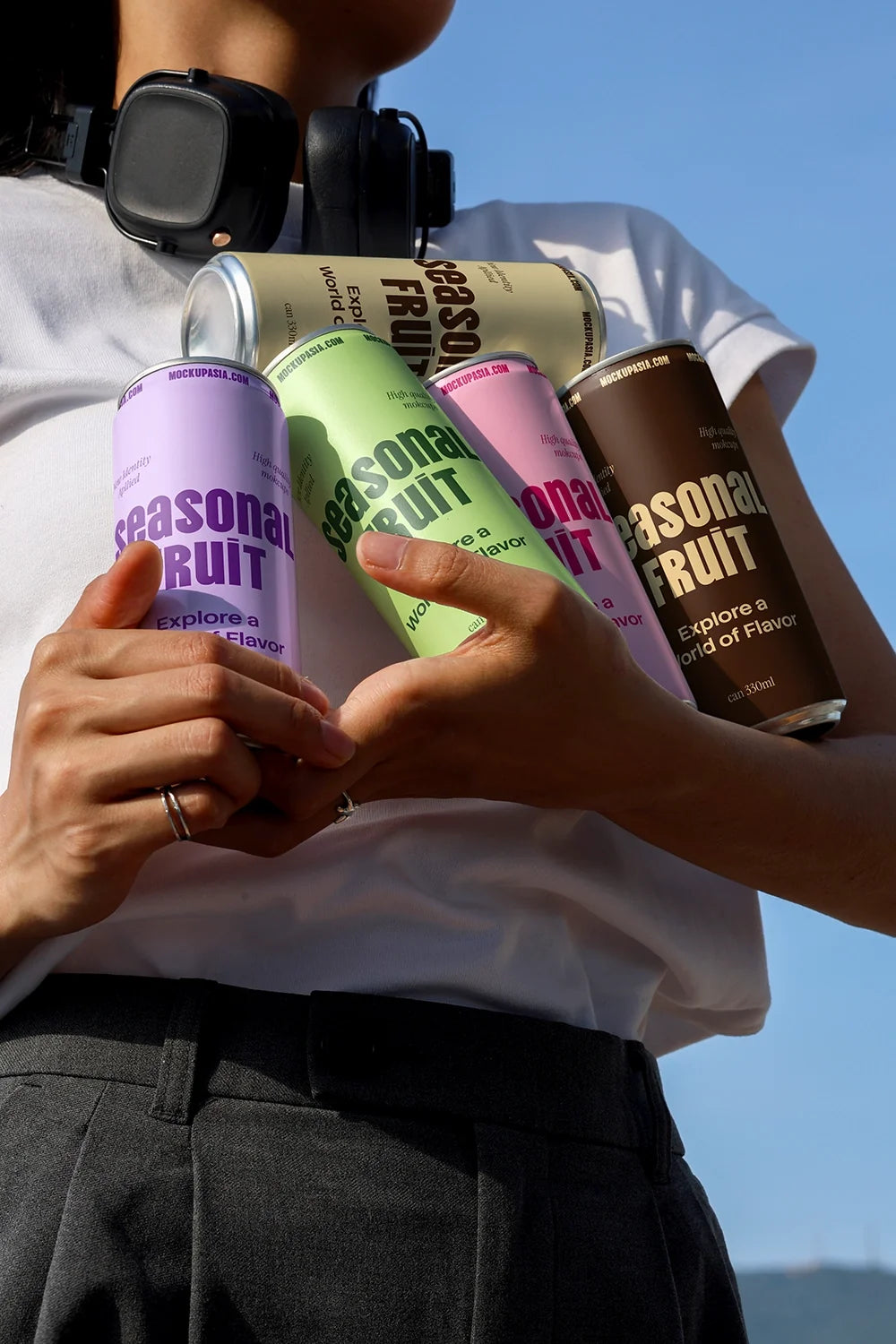 Design Studies: Slim Can Mockup CF22 – Multiple Cans, Lifestyle